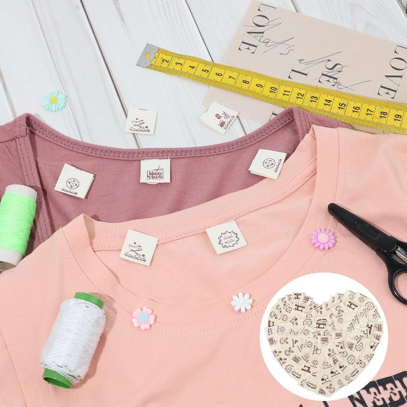 COBEE 100 Pcs Crochet Tags for Handmade Items, Handmade with Love Labels Clothing Tags, Fabric Labels Tags Handmade Labels for Sewing DIY Crafts Knitting Decor(10 Style Sets) - Image 4
